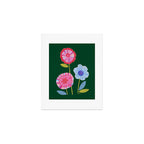 Folky Flowers in Bloom in Green & Pink Art Print Gallery Image 1