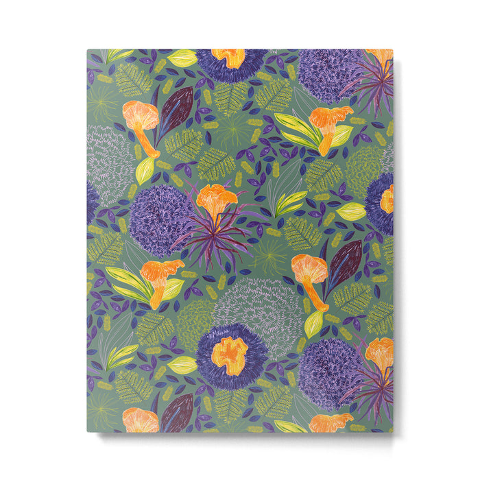 Forest Full of Wild Mushrooms in Sage & Plum Metal Print Gallery Image 1
