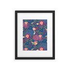 Forest Full of Wild Mushrooms in Navy Blue & Peach Framed Art Print Gallery Image 5
