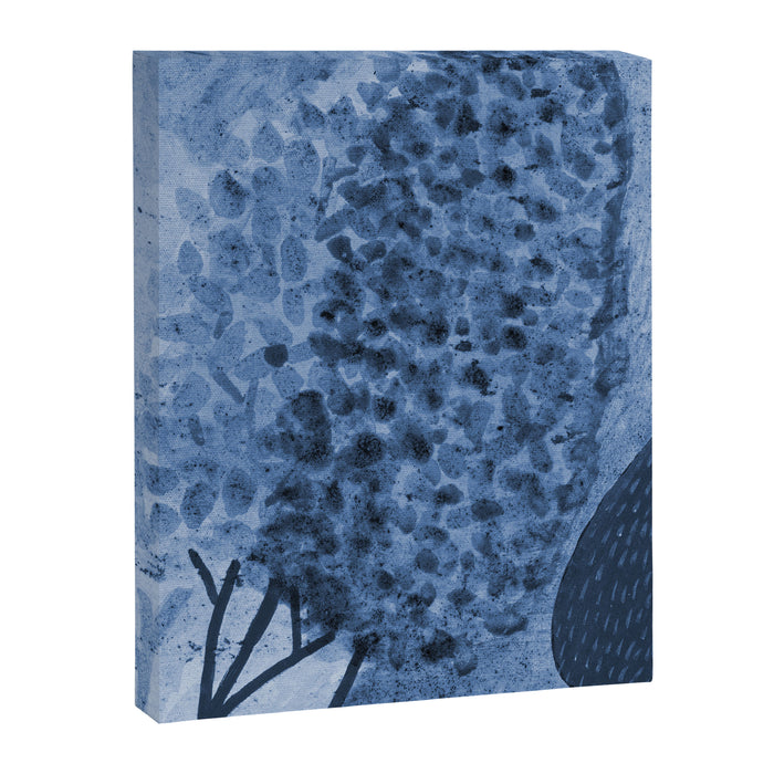Garden Lilac Flower Painting in Navy Blue Canvas Print Gallery Image 1