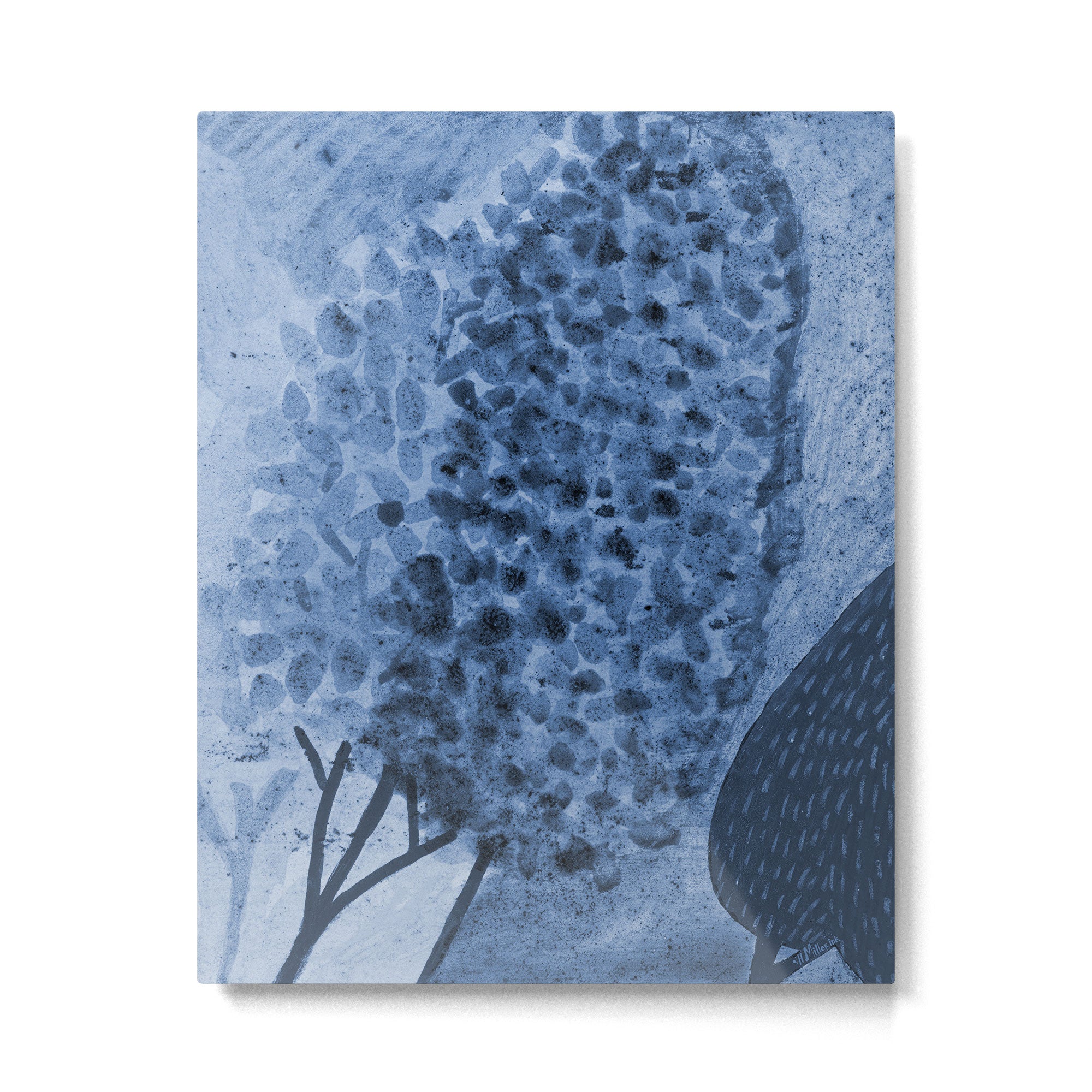 Garden Lilac Flower Painting in Navy Blue Metal Print Gallery Image 4