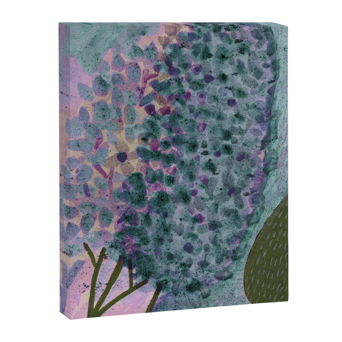 Garden Lilac Flower Painting in Teal & Pink Canvas Print Gallery Image 1