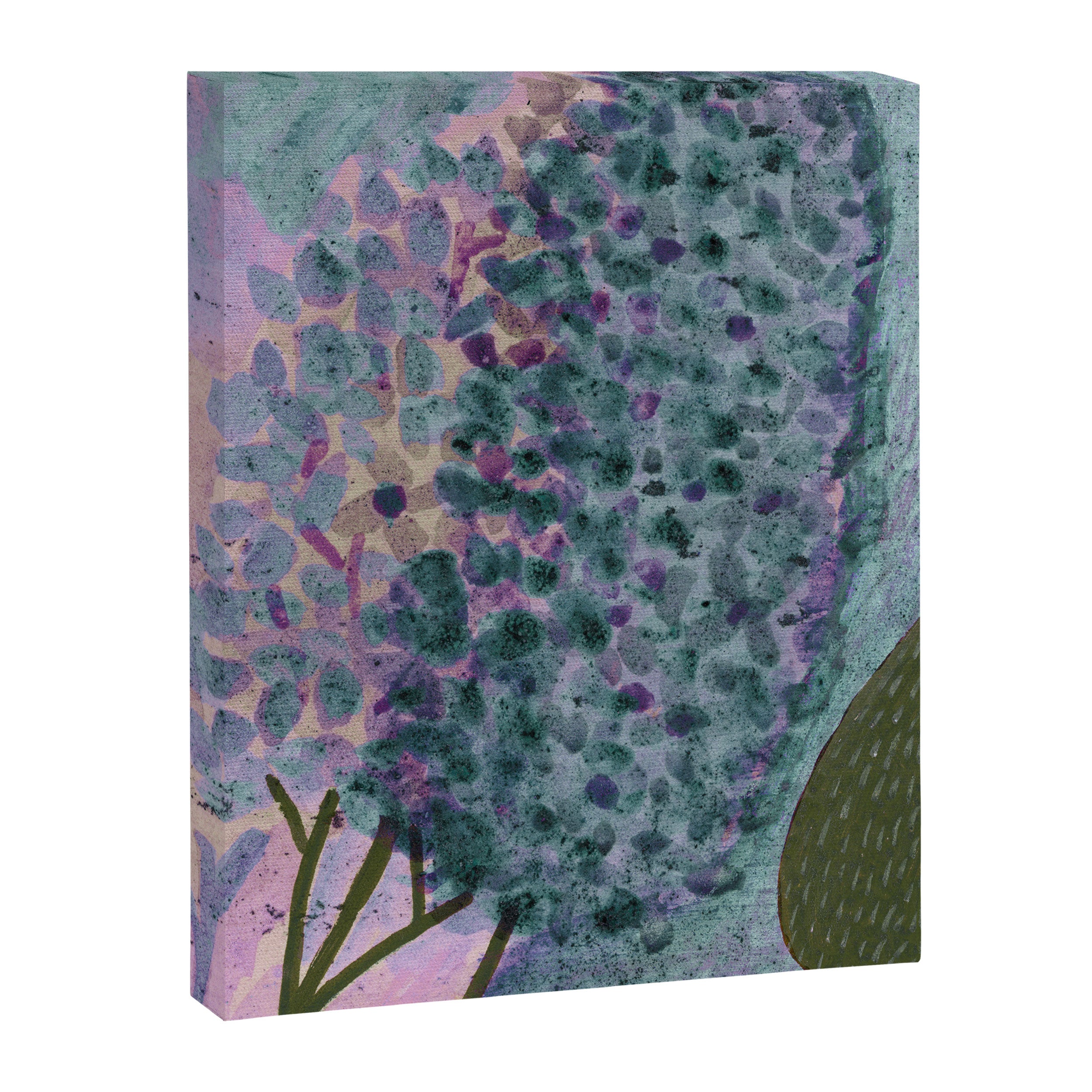 Garden Lilac Flower Painting in Teal & Pink Canvas Print Gallery Image 6
