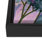 Garden Lilac Flower Painting in Teal & Pink Framed Canvas Print Gallery Image 3