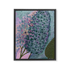 Garden Lilac Flower Painting in Teal & Pink Framed Canvas Print Gallery Image 6