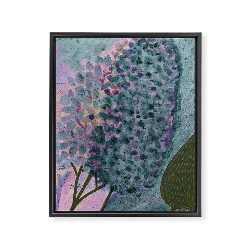 Garden Lilac Flower Painting in Teal & Pink Framed Canvas Print Gallery Image 6