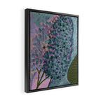 Garden Lilac Flower Painting in Teal & Pink Framed Canvas Print Gallery Image 2