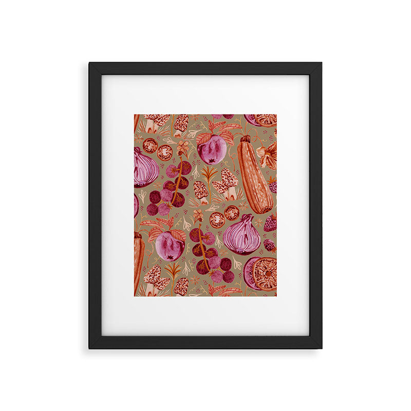 Garden Vegetables and Fresh Fruit in Mocha Mousse Framed Art Print Gallery Image 5