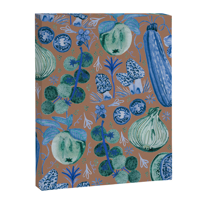 Garden Vegetables & Fresh Fruit in Blue Midnight Canvas Print Gallery Image 1