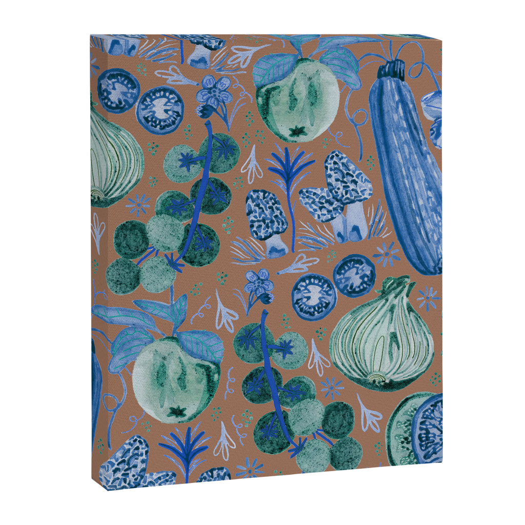 Garden Vegetables & Fresh Fruit in Blue Midnight Canvas Print Gallery Image 6