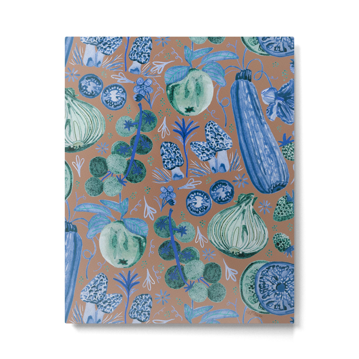 Garden Vegetables & Fresh Fruit in Blue Midnight Metal Print Gallery Image 4