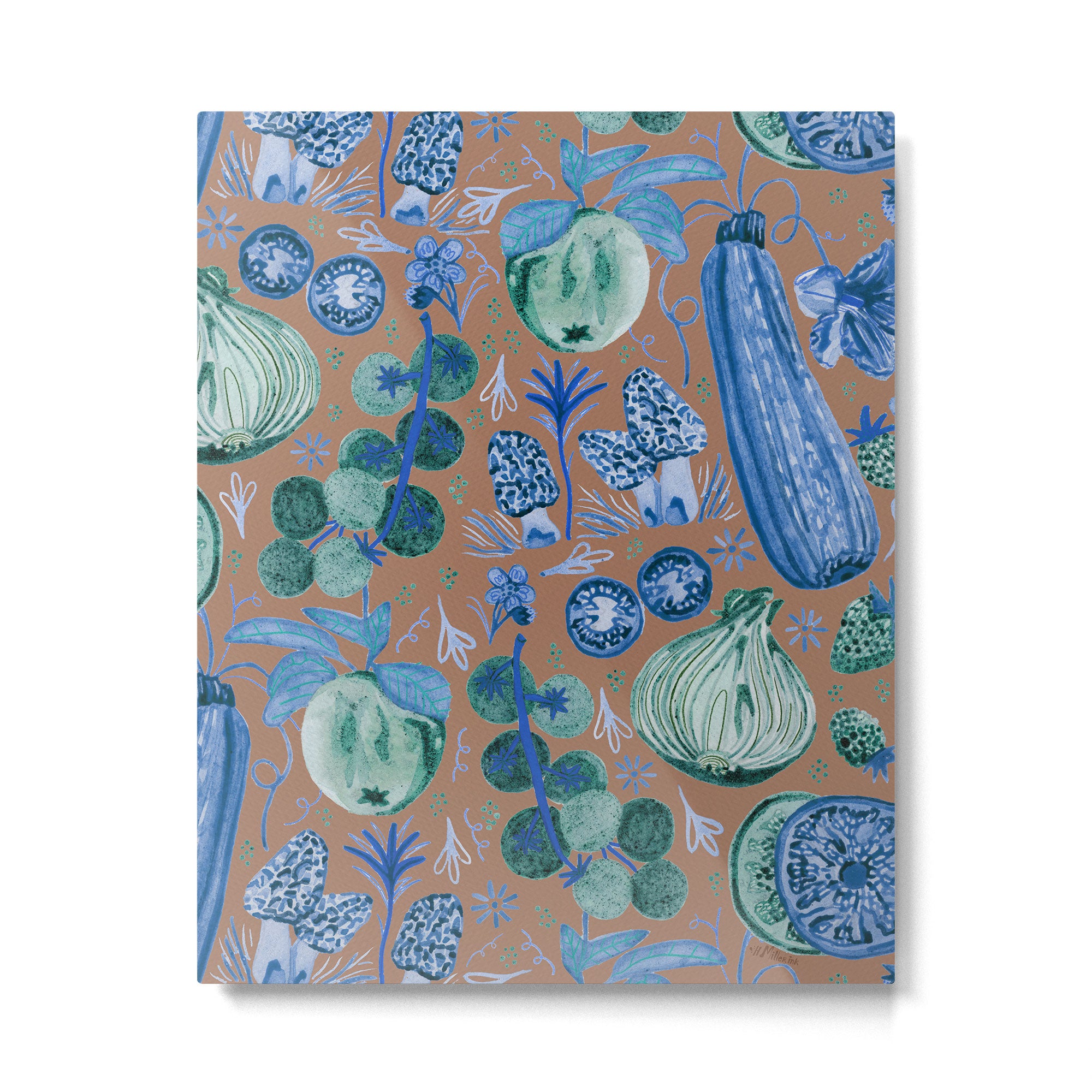 Garden Vegetables & Fresh Fruit in Blue Midnight Metal Print Gallery Image 4