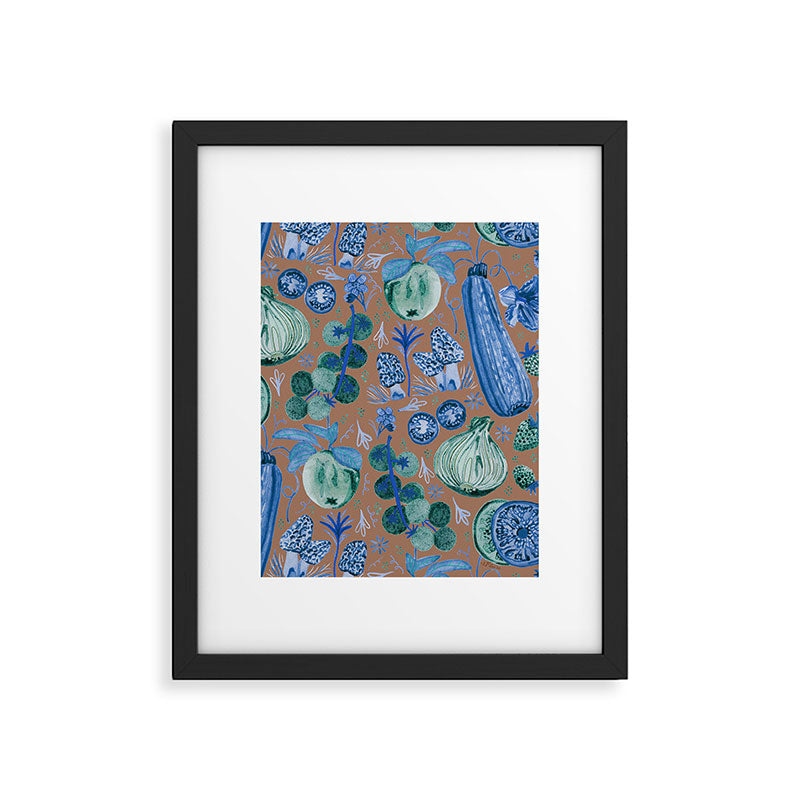 Garden Vegetables & Fresh Fruit in Blue Midnight Framed Art Print Gallery Image 5