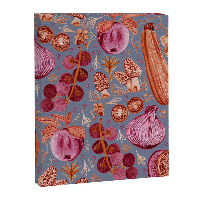 Garden Vegetables & Fresh Fruit in Grey & Rust Canvas Print Gallery Image 1