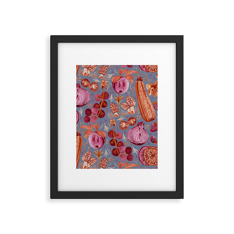 Garden Vegetables & Fresh Fruit in Grey & Rust Framed Art Print Gallery Image 5
