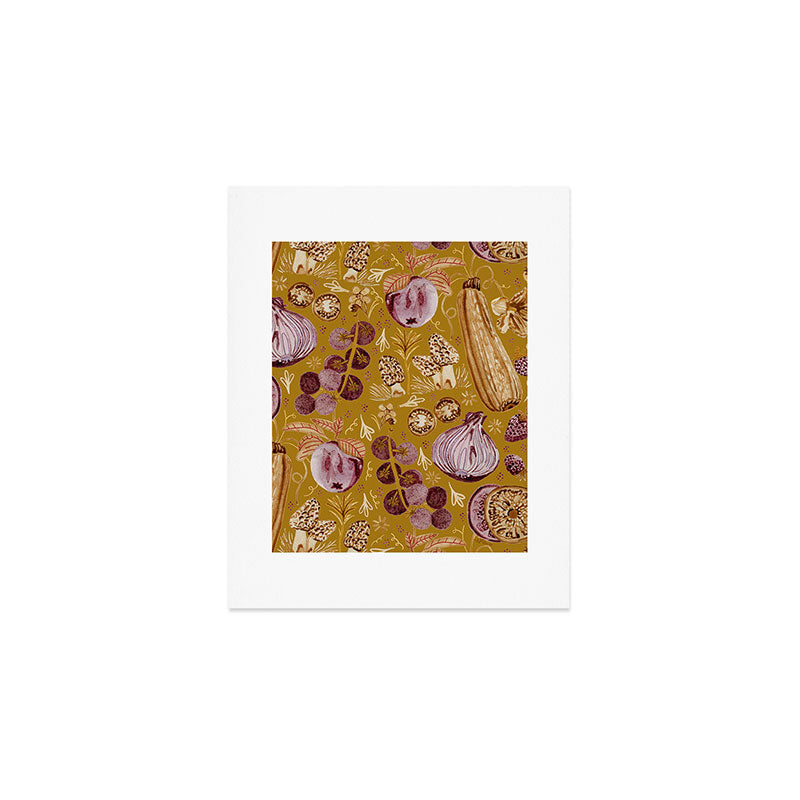 Garden Vegetables & Fresh Fruit in Harvest Yellow Art Print Gallery Image 1