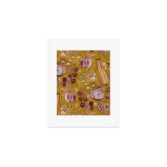 Garden Vegetables & Fresh Fruit in Harvest Yellow Art Print Gallery Image 1