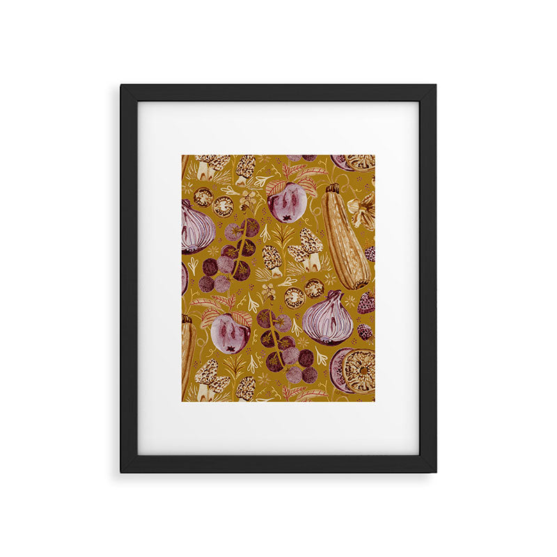 Garden Vegetables & Fresh Fruit in Harvest Yellow Framed Art Print Gallery Image 5