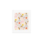 Happy Smiley Face & Retro Rainbows in Dusty Pink Art Print Gallery Image 1