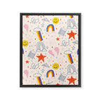 Happy Smiley Face & Retro Rainbows in Dusty Pink Framed Canvas Print Gallery Image 6