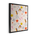 Happy Smiley Face & Retro Rainbows in Dusty Pink Framed Canvas Print Gallery Image 2