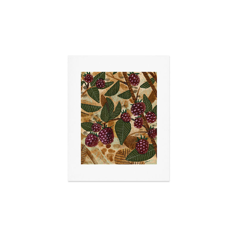 In Season in Red Raspberry and Forest Green Art Print Gallery Image 1