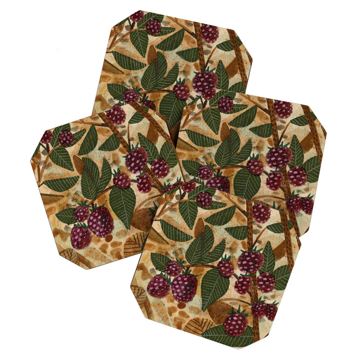 In Season in Red Raspberry and Forest Green Coaster Gallery Image 1
