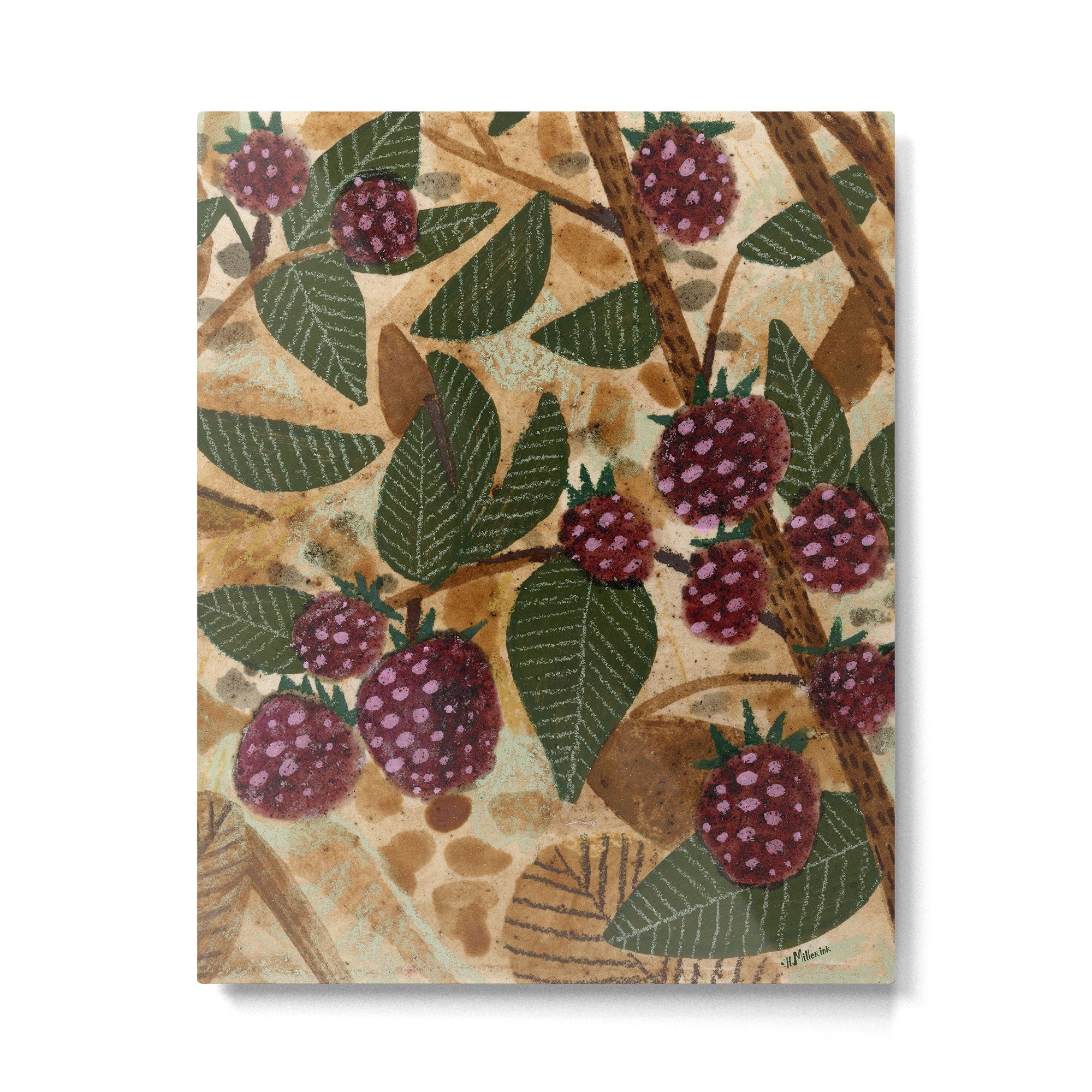 In Season in Red Raspberry and Forest Green Metal Print Gallery Image 4