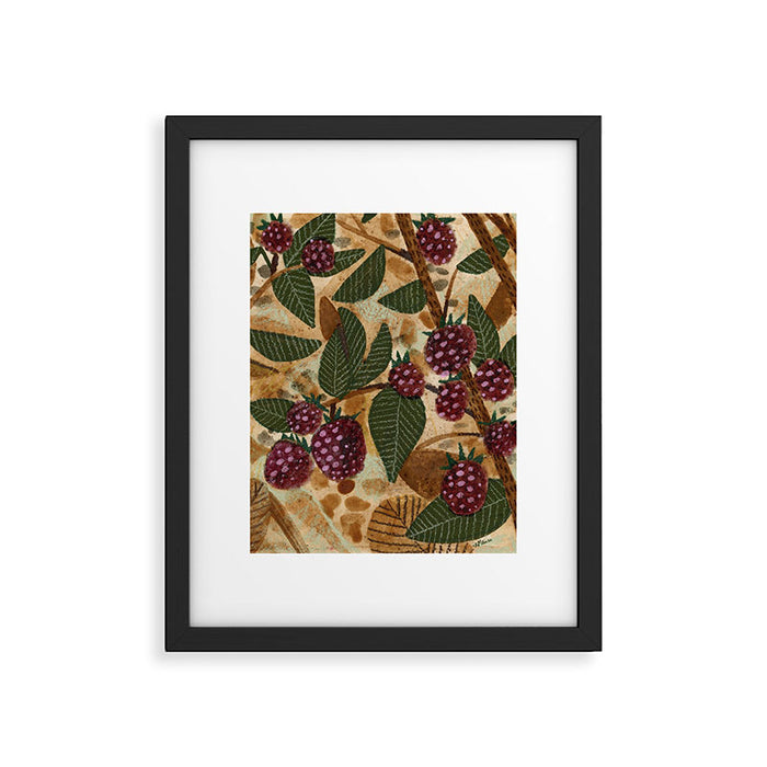 In Season in Red Raspberry and Forest Green Framed Art Print Gallery Image 1