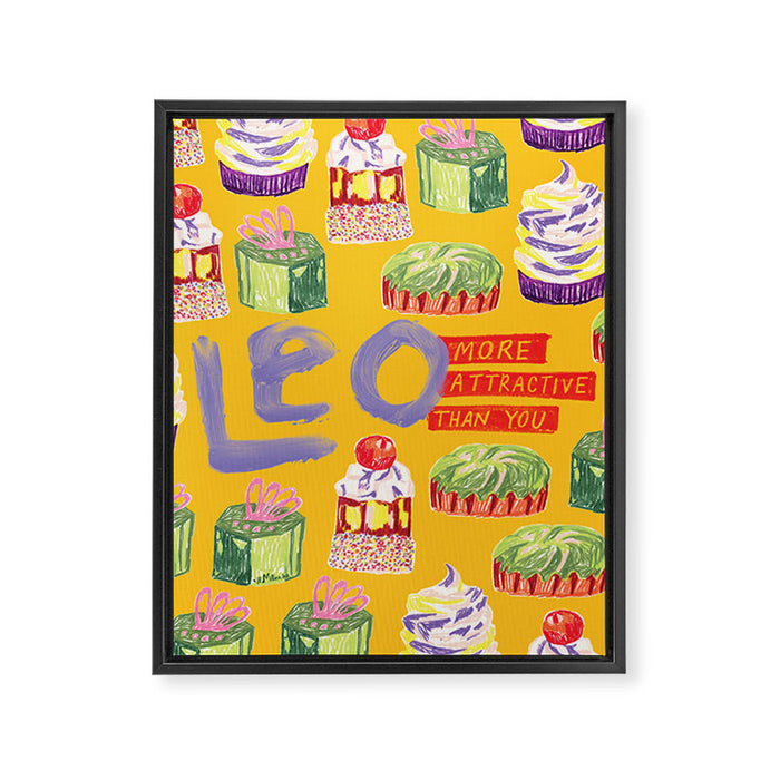 Leo Birthday Treats in Orange | Zodiac Series Framed Canvas Print Gallery Image 1