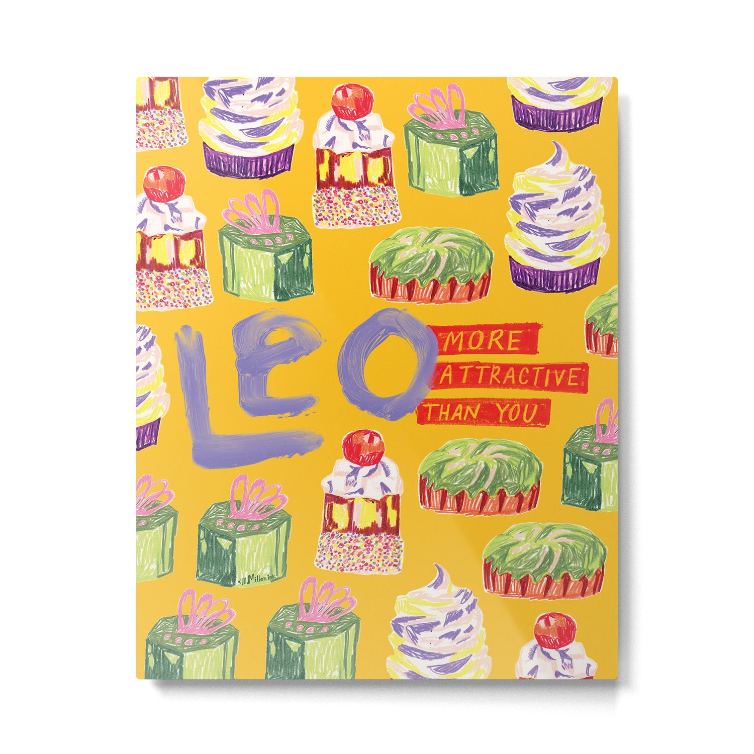 Leo Birthday Treats in Orange | Zodiac Series Metal Print Gallery Image 6