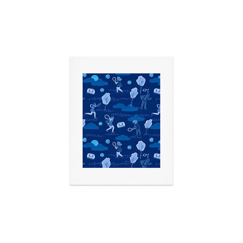 Let's Play Tennis in Navy Blue Art Print Gallery Image 1