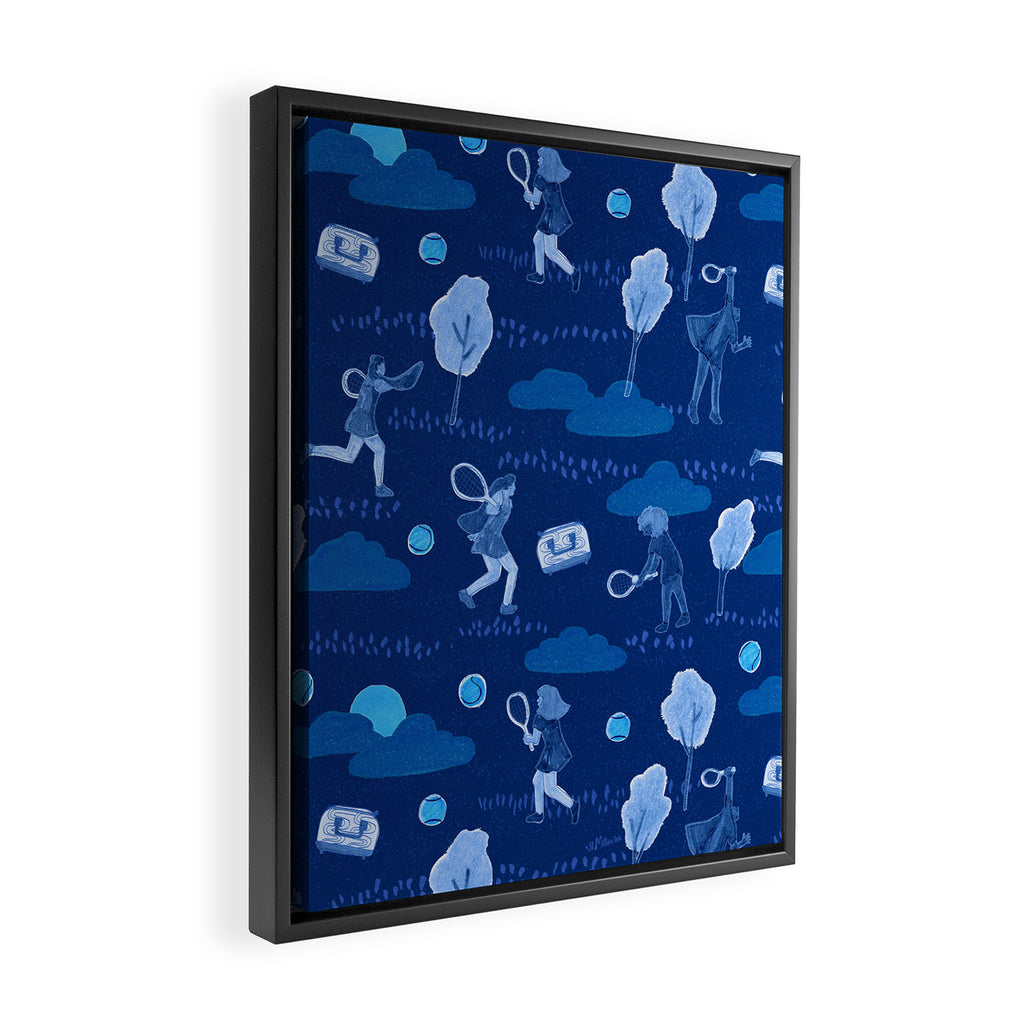 Let's Play Tennis in Navy Blue Framed Canvas Print Gallery Image 2