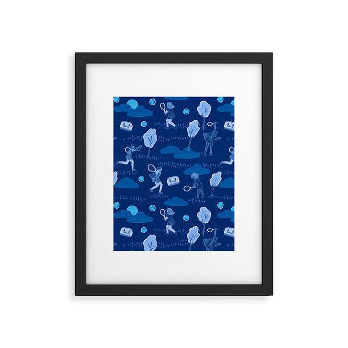 Let's Play Tennis in Navy Blue Framed Art Print Gallery Image 1