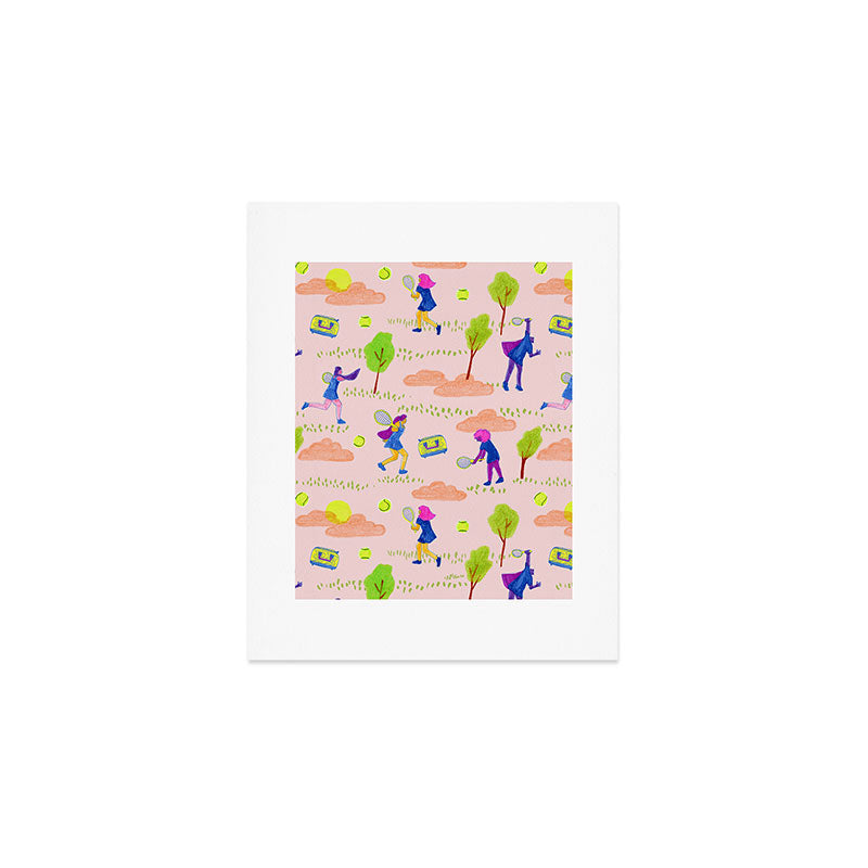 Let's Play Tennis in Peachy Pink Art Print Gallery Image 1