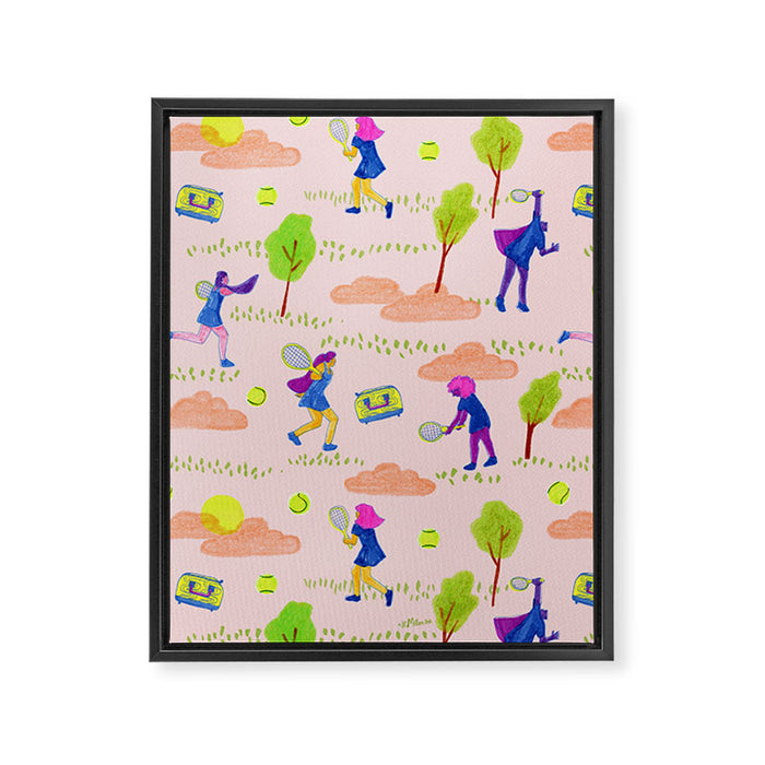 Let's Play Tennis in Peachy Pink Framed Canvas Print Gallery Image 1