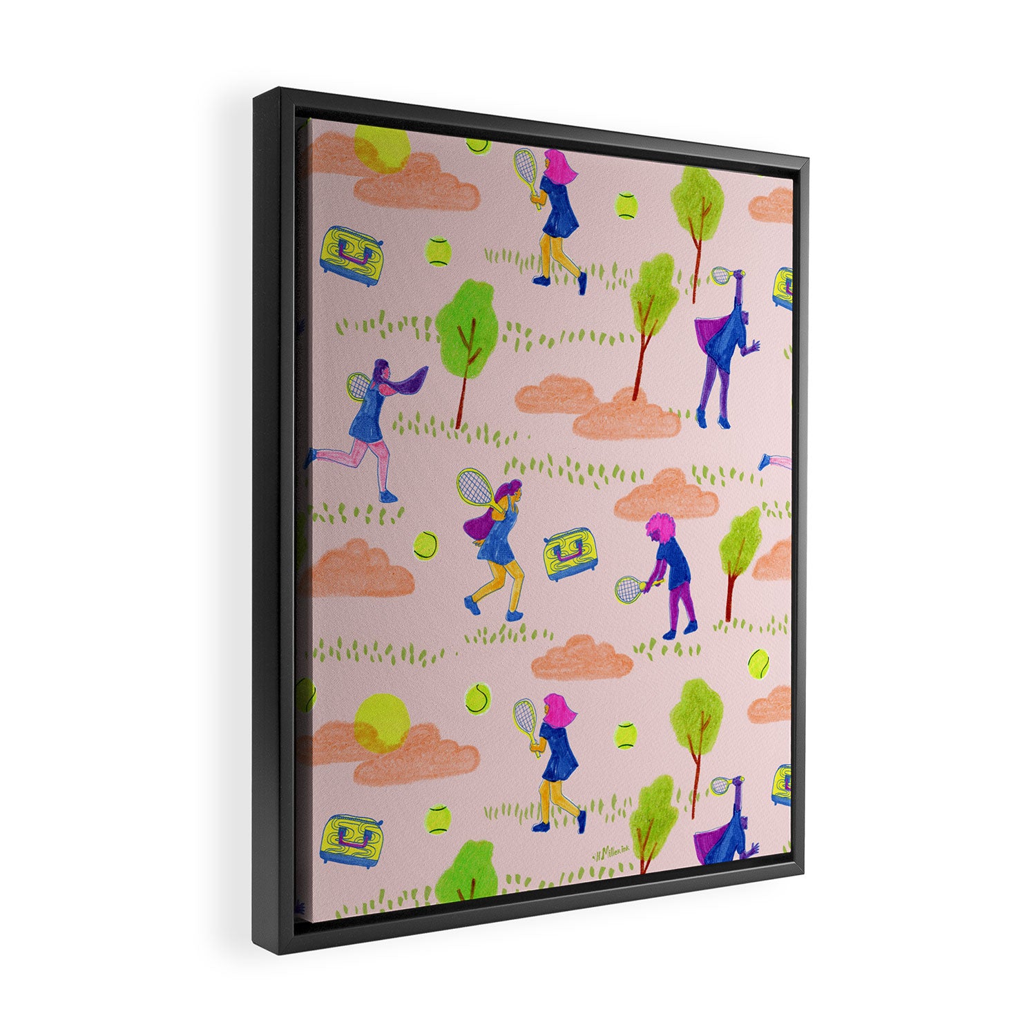 Let's Play Tennis in Peachy Pink Framed Canvas Print Gallery Image 2
