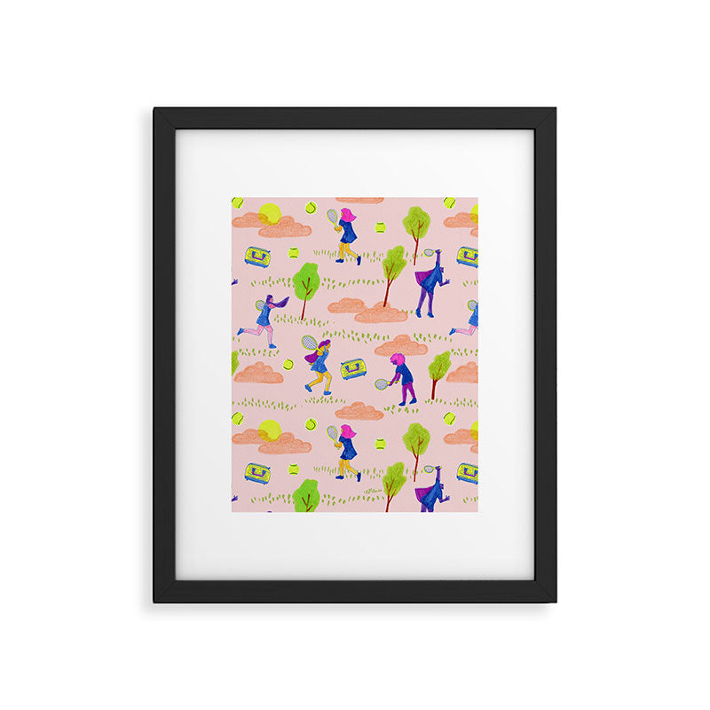 Let's Play Tennis in Peachy Pink Framed Art Print Gallery Image 5