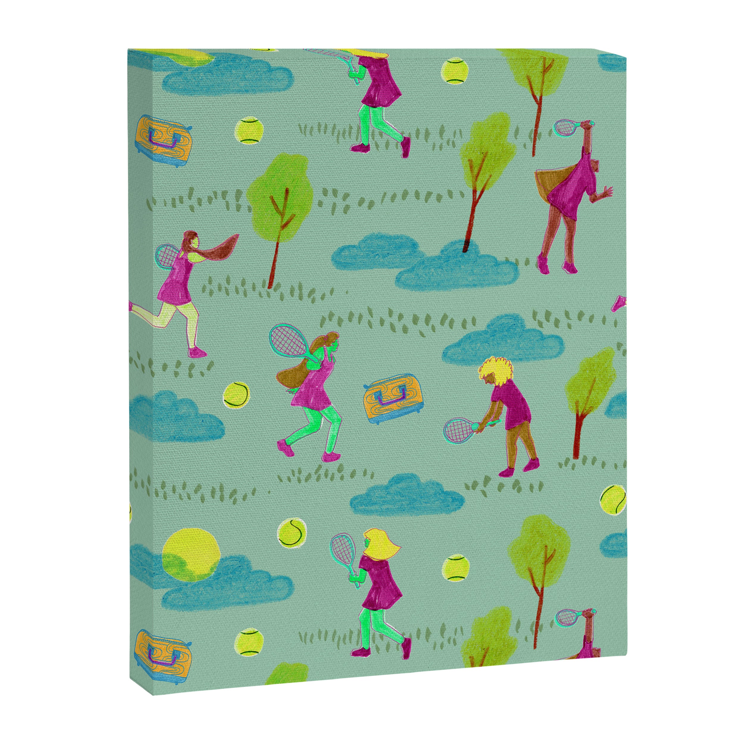 Let's Play Tennis in Soft Green Canvas Print Gallery Image 6
