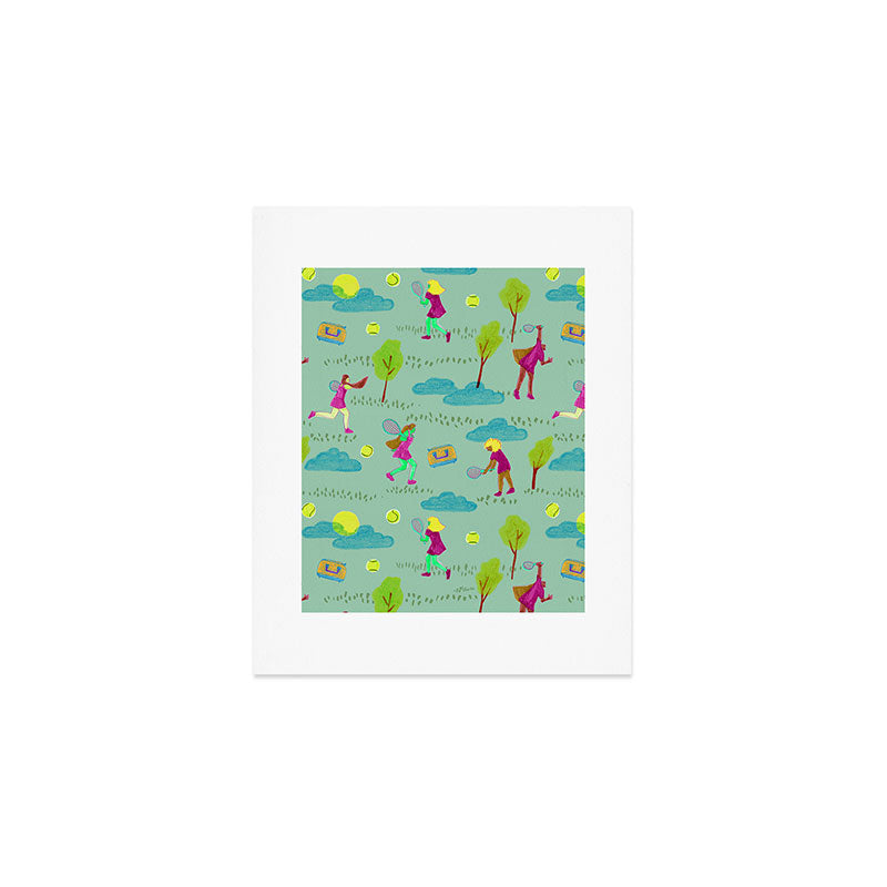 Let's Play Tennis in Soft Green Art Print Gallery Image 1