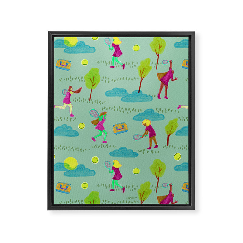 Let's Play Tennis in Soft Green Framed Canvas Print Gallery Image 6