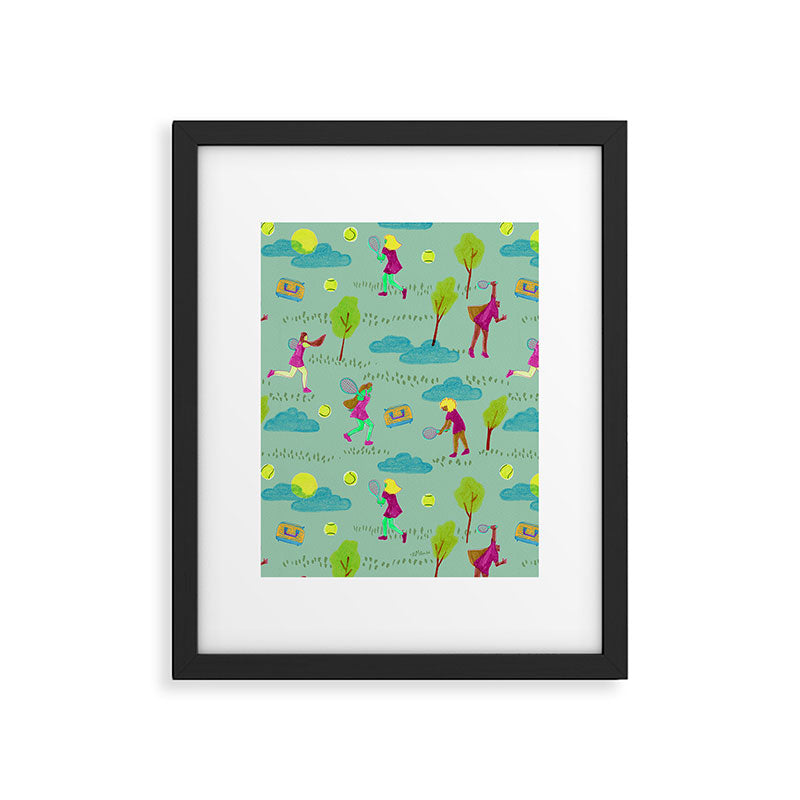 Let's Play Tennis in Soft Green Framed Art Print Gallery Image 5