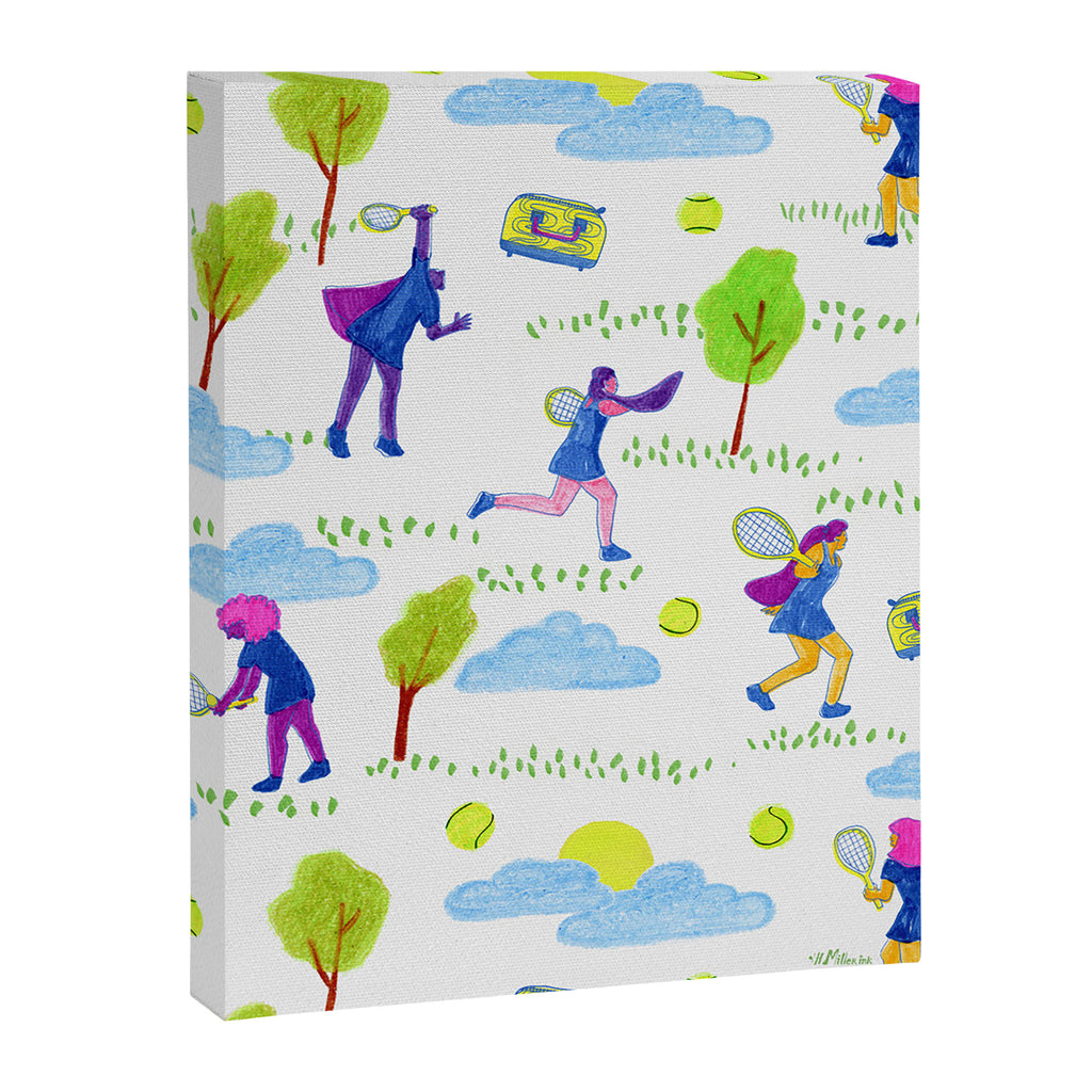Let's Play Tennis in White & Blue Canvas Print Gallery Image 6