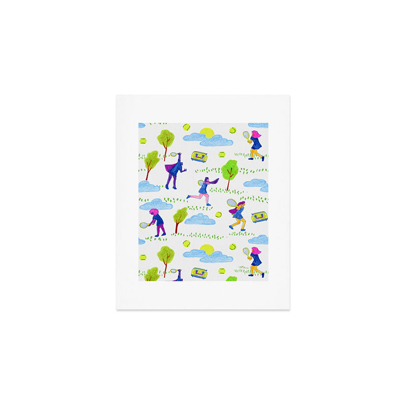 Let's Play Tennis in White & Blue Art Print Gallery Image 1