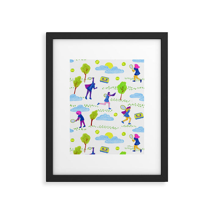 Let's Play Tennis in White & Blue Framed Art Print Gallery Image 1