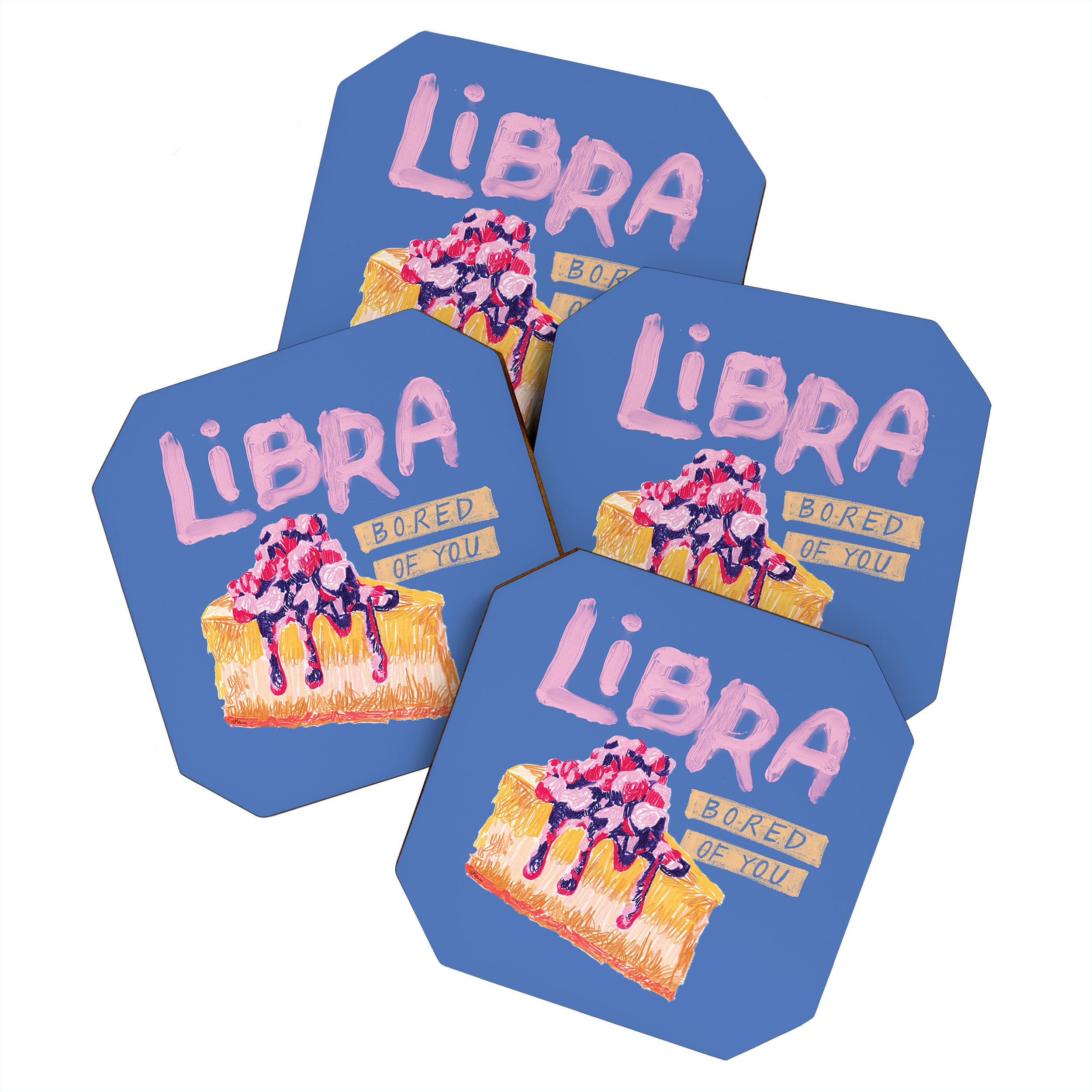 Libra Sign in Warm Blue | Zodiac Series Coaster Gallery Image 1