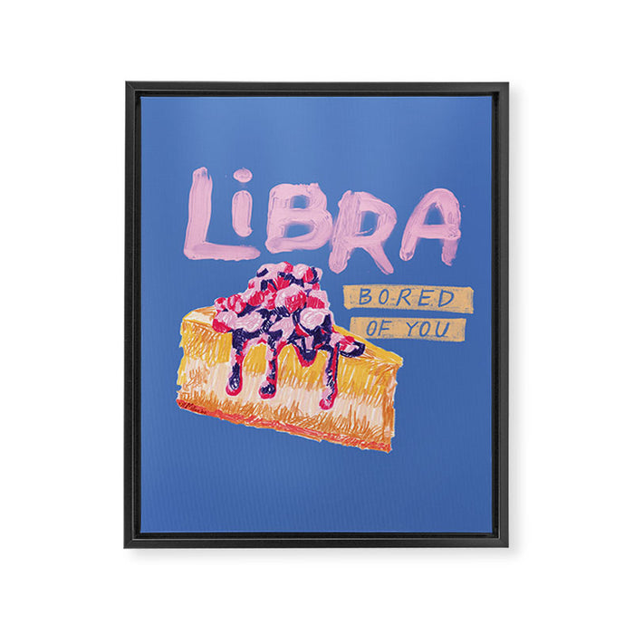 Libra Sign in Warm Blue | Zodiac Series Framed Canvas Print Gallery Image 1