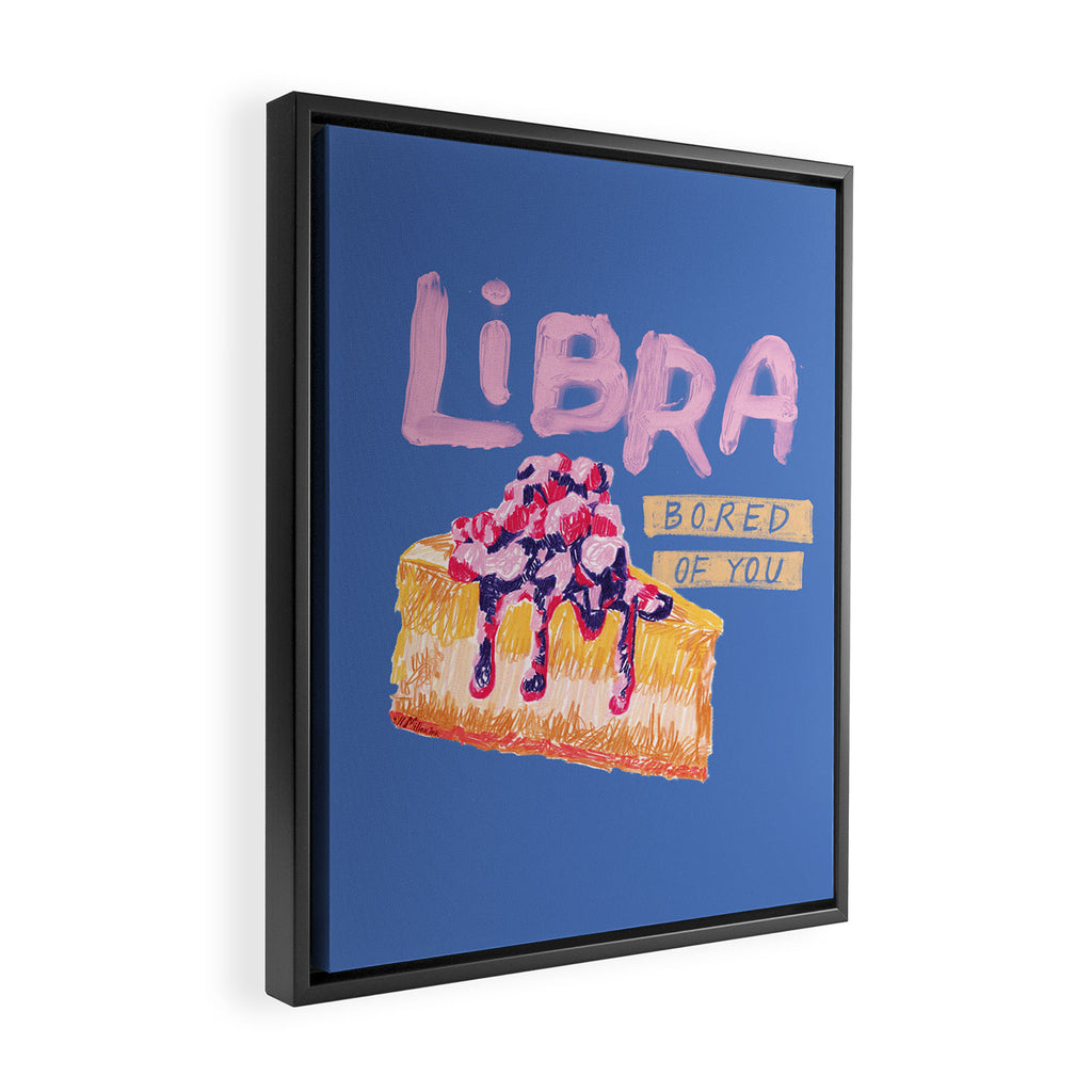 Libra Sign in Warm Blue | Zodiac Series Framed Canvas Print Gallery Image 2