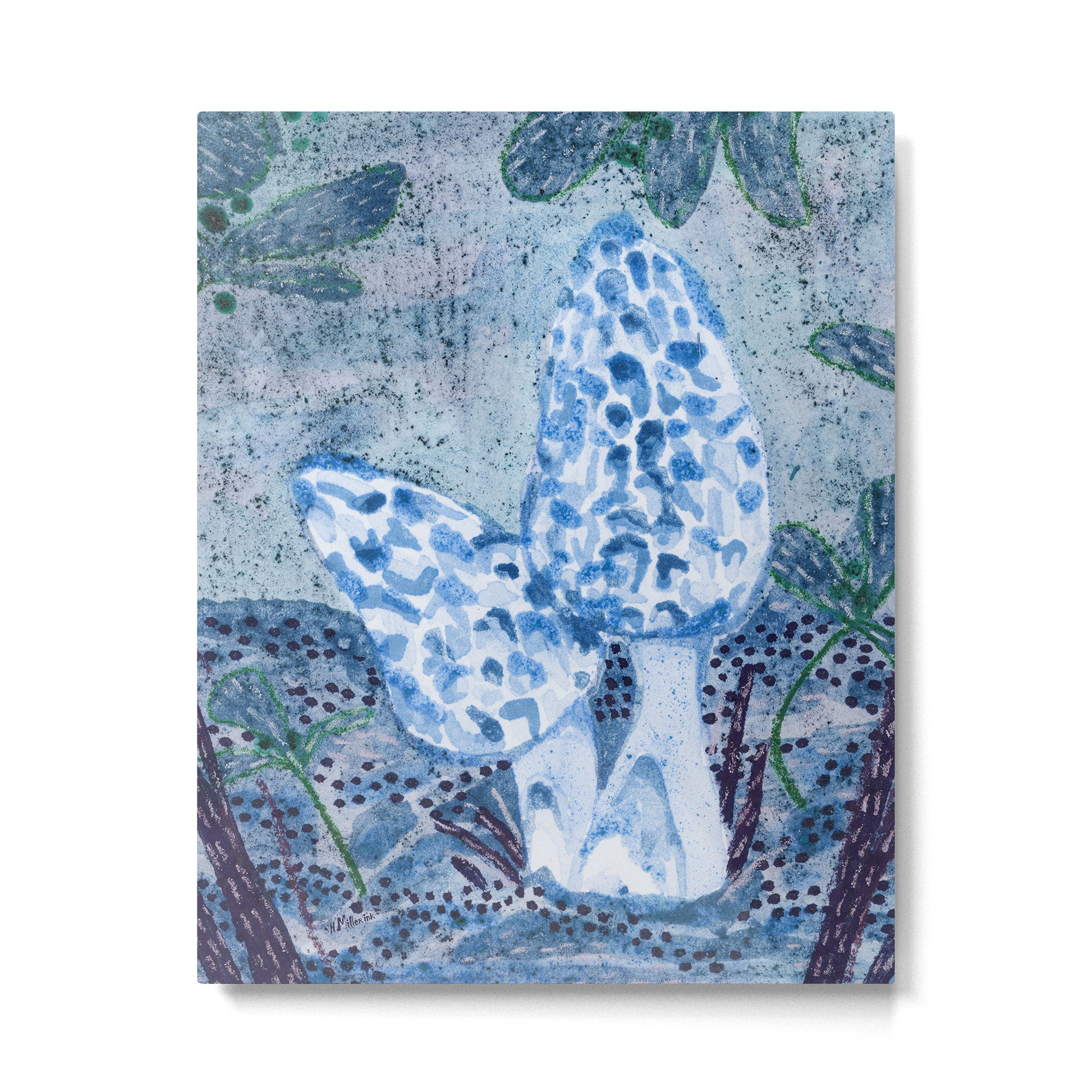 Little Morel Mushrooms in Blue Night Metal Print Gallery Image 4