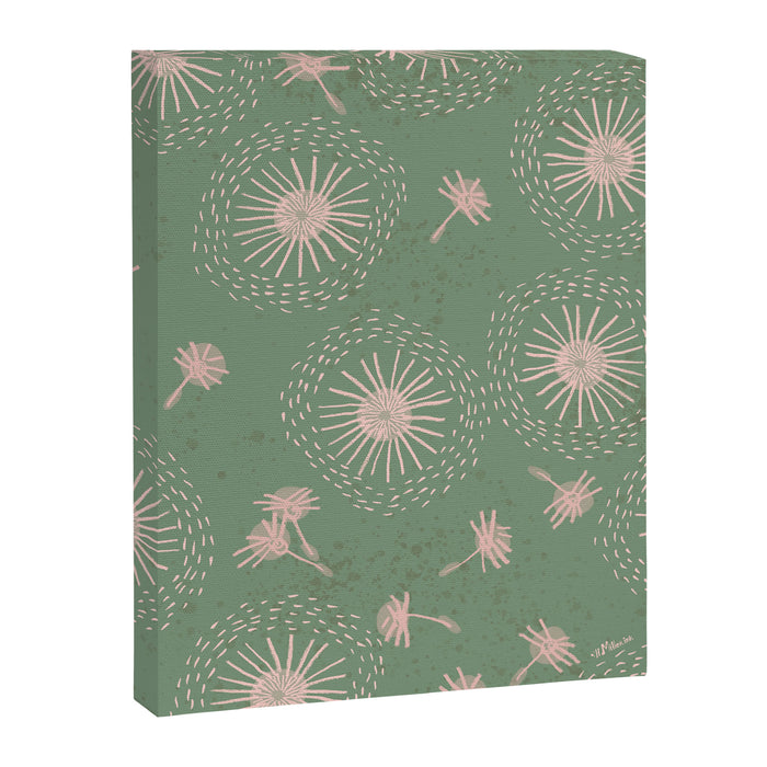 Make A Wish Dandelion Pattern in Sage Green & Peach Canvas Print Gallery Image 1